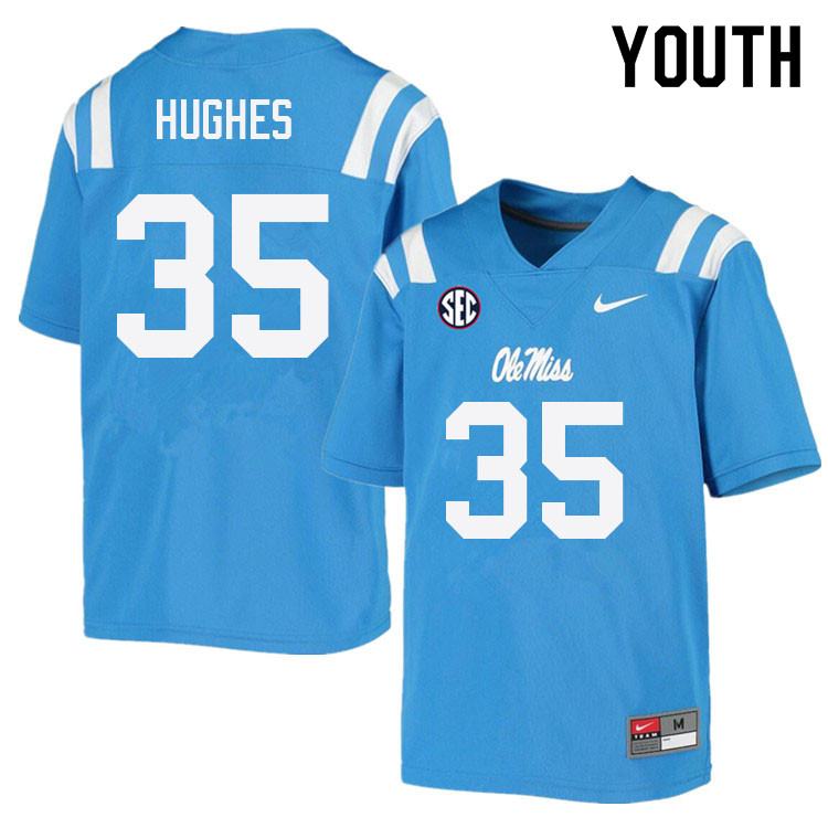 Youth #35 Reginald Hughes Ole Miss Rebels College Football Jerseys Sale-Power Blue - Click Image to Close